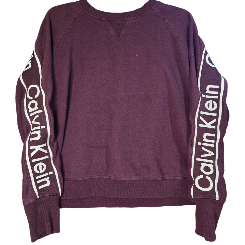 Calvin Klein Performance Womens Large Burgundy Logo Tape Raglan Sweatshirt Y2K